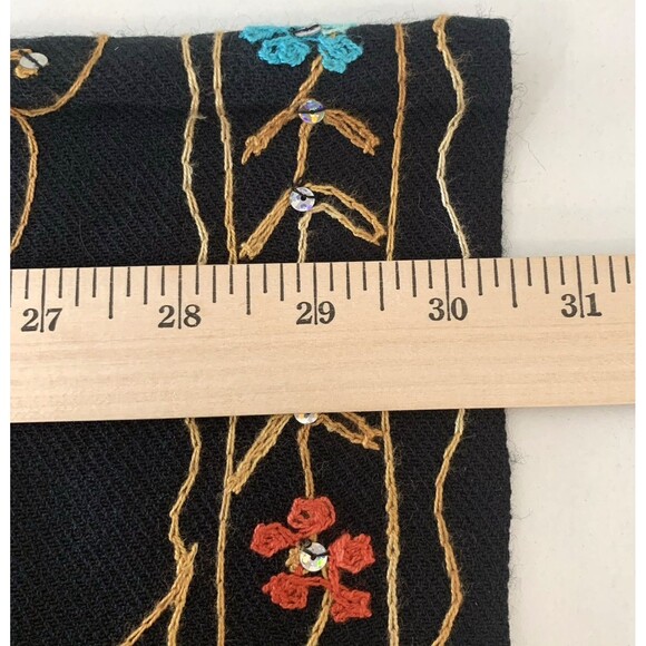 Cashmere Pashmina Floral Jeweled Embroidered Shawl Wrap Made in India 30"x72" - Picture 7 of 9